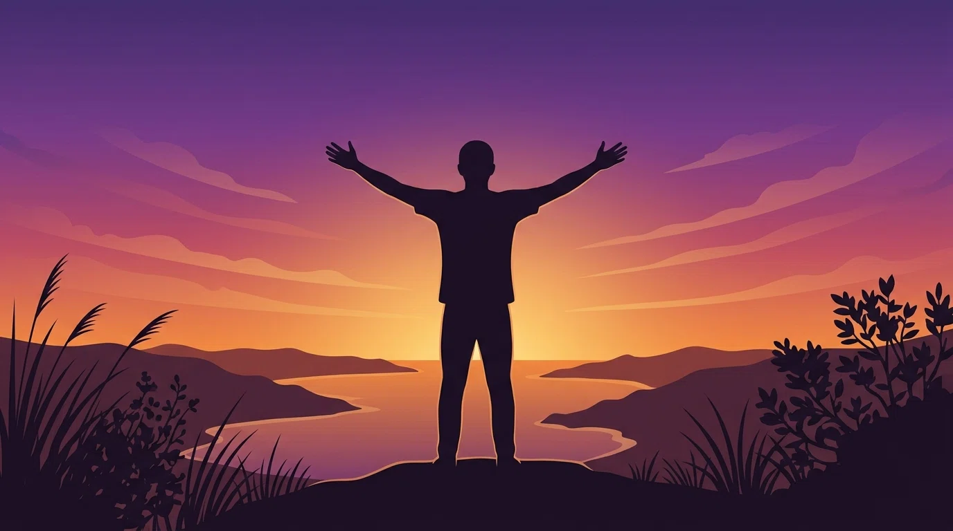 Lifestyle silhouette at sunset - natural supplement for metabolic balance